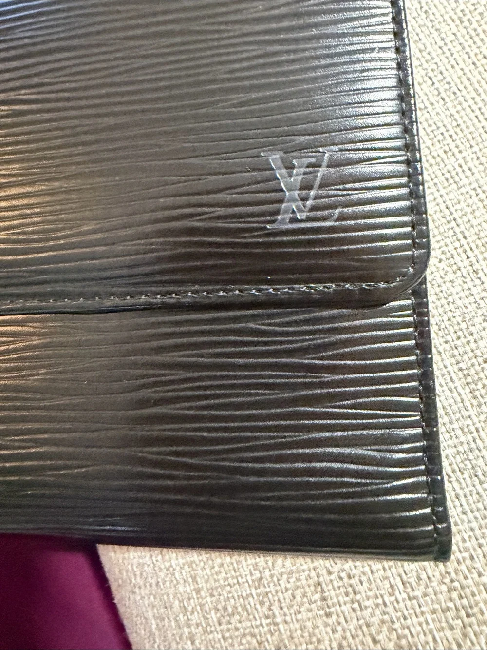 Louis Vuitton Black Epi Leather Long Wallet with Flap